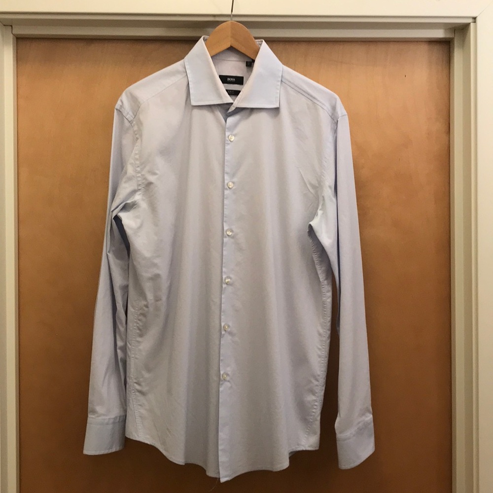 Boss Black Slim Fit Stretch Light Blue Shirt
